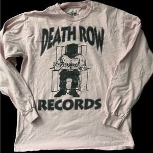 Death Row Records Woman's Long Sleeve Pink T-Shirt . Size Medium ( B3)
